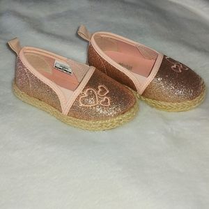 Oshkosh rose gold glitter slip on Espadrilles Sz 4